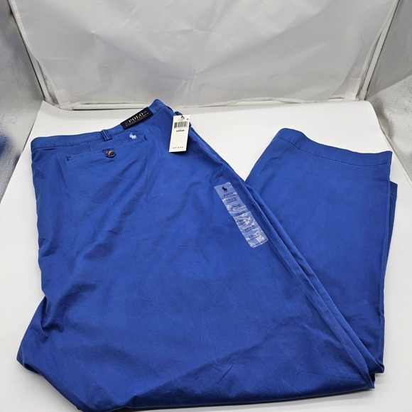 Polo Ralph Lauren  Blue Cotton Flat Front Chino Stretch Classic Fit Pants NWT - Picture 1 of 8
